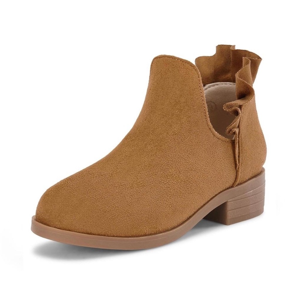 Charming Brown Kids Ruffle Boots
